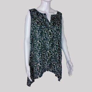 14th & Union Animal Print Tent Sleeveless Flare Blouse